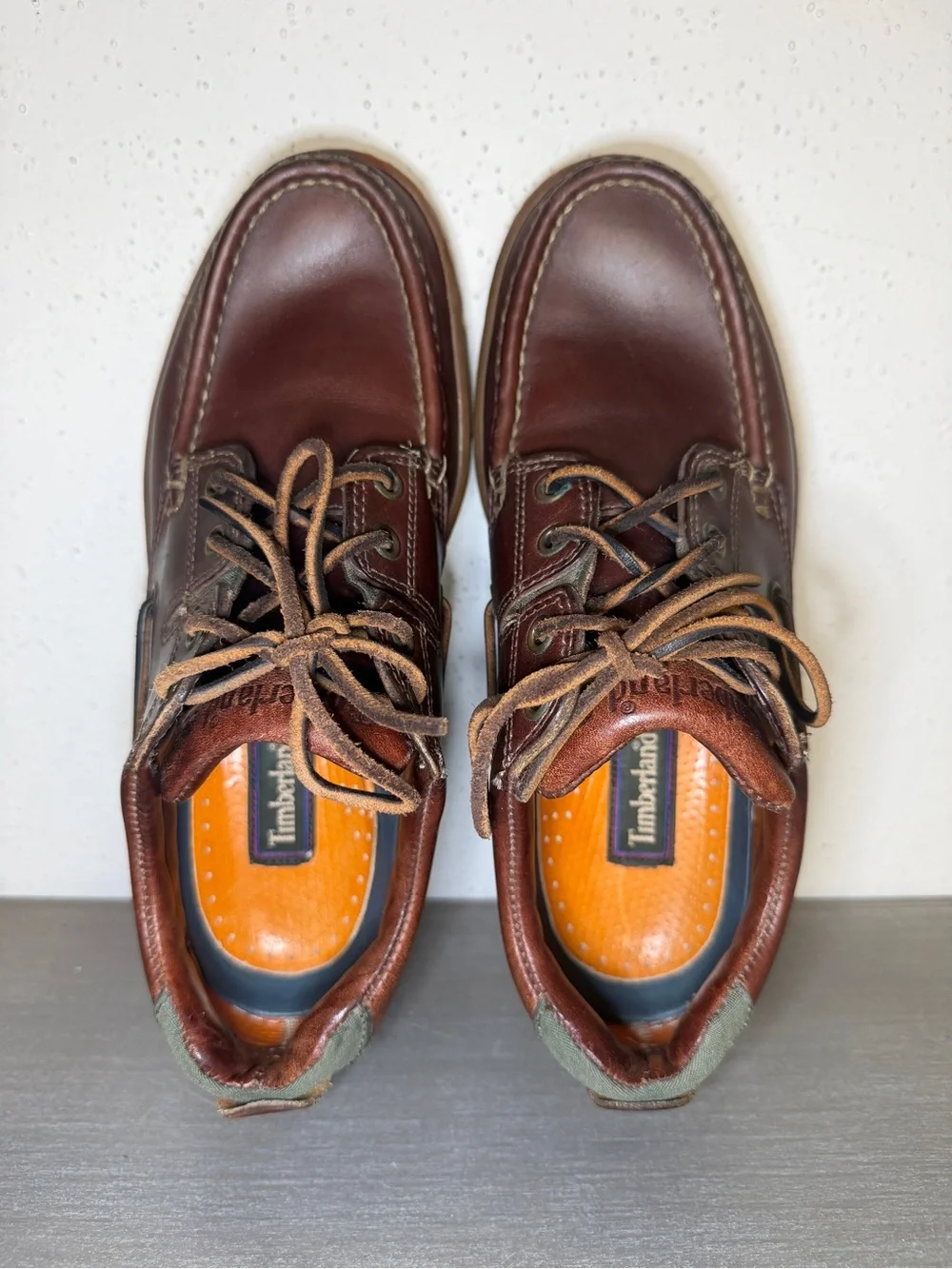 Vintage Timberland Rare USA Made Boat Shoes Burgundy Brown Leather Sz 7.5 M